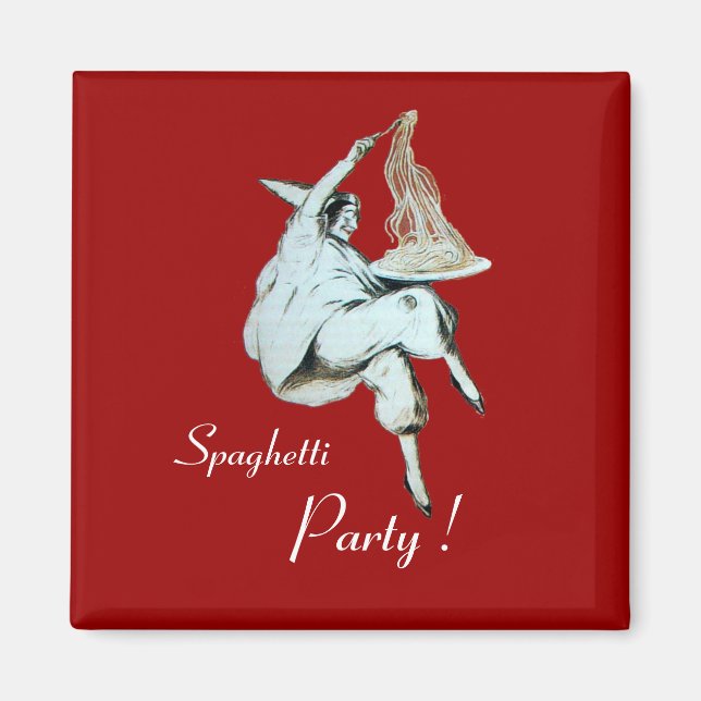 Aimant SPAGHETTI PARTY ITALIAN KITCHEN, RESTAURANT rouge (Devant)