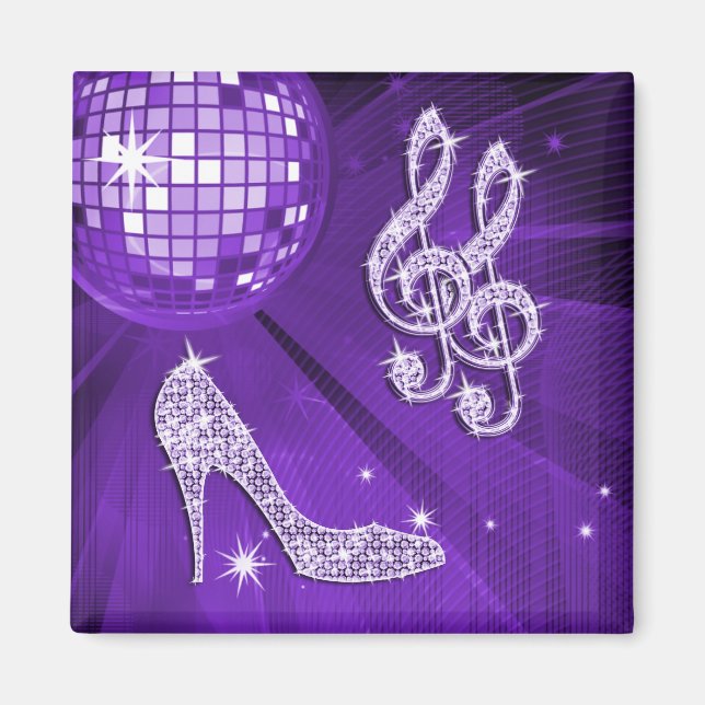 Aimant Sparkly Purple/ Lilac Music Note & Stiletto Heel (Devant)