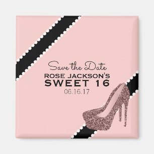 Aimant Sparkly Stiletto talon doux 16 Enregistrer la date