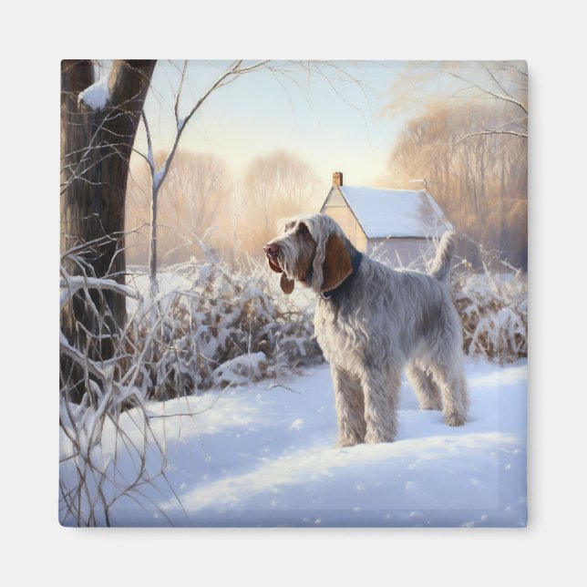 Aimant Spinone Italiano Laisser Neige Noël (Devant)