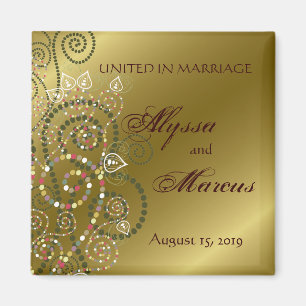 Aimant Spirales Boho Or & Green Unis Dans Le Mariage