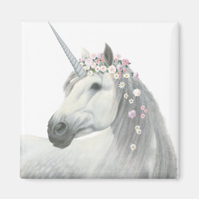 Aimant Spirit Unicorn avec fleurs à Mane (Devant)