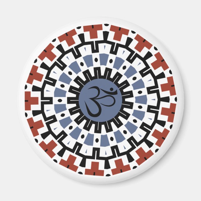 Aimant Spirituel Mandala Yoga Om Blue Rust Kaleidoscope (Devant)