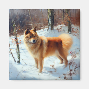 Aimant Spitz Finlandais Laisser Neige Noël