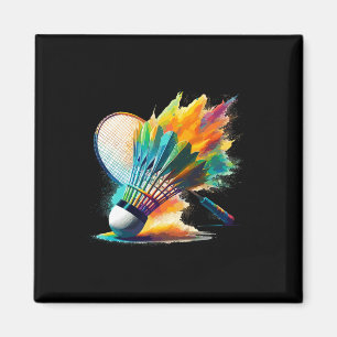 Aimant Splash Art Badminton Joueur Navette Racket Sports
