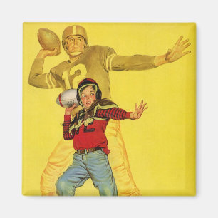 Aimant Sport vintage, le garçon comme futur quart-arrière