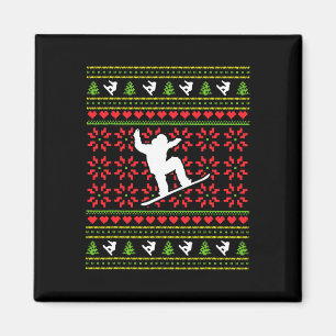 Aimant Sports d'hiver Doux moche Snowboard Noël