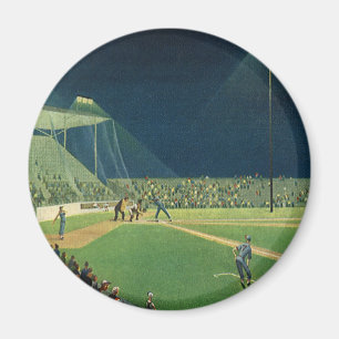 Aimant Sports vintages, match de baseball de nuit