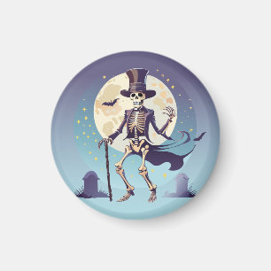Aimant Squelette dansant sous la lune Halloween