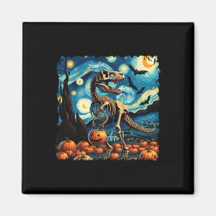 Aimant Squelette de T-rex Halloween Van Gogh Nuit étoilée
