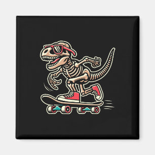 Aimant Squelette de T-rex Rétro Dinosaure Skateboard Garç