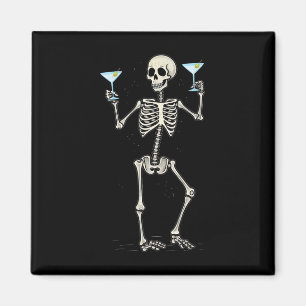 Aimant Squelette drôle d'Halloween buvant une queue de ma