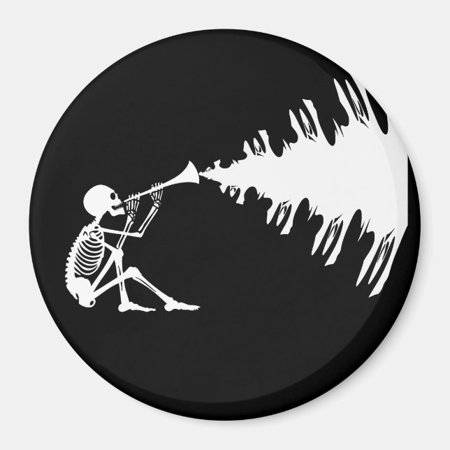 Aimant Squelette Jouer une corne Faire de la musique (Devant)