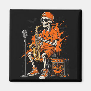 Aimant Squelette Saxophone Halloween Drôle Saxophoniste H