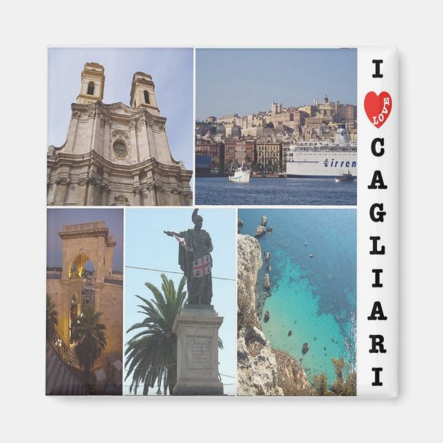 Aimant SRD061 CAGLIARI I Love Mosaic, Sardaigne, Frigo (Devant)