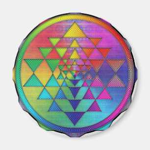 Aimant Sri Yantra arc-en-ciel psychédélique pour la prosp