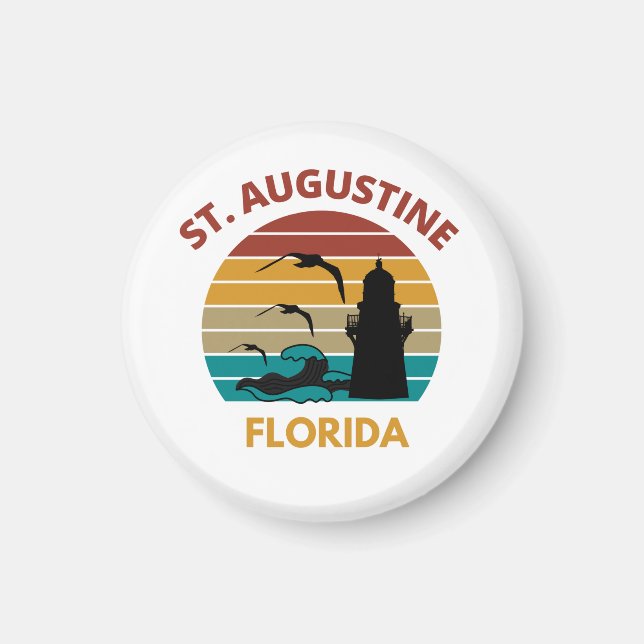 Aimant St Augustine Florida Retro Sunset Design (Devant)