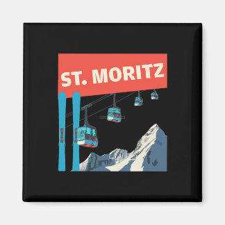 Aimant St. Moritz Skiing - Retro St. Moritz Ski