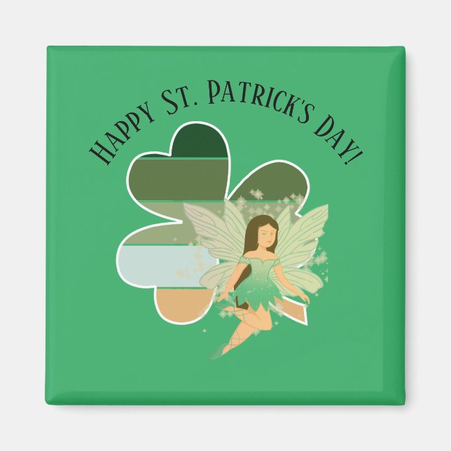 Aimant St. Patrick's Day Distressed Shamrock Irish Fairy (Devant)