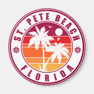Aimant St. Pete Beach Floride Retro Palm Tree Vintage 60s
