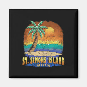 Aimant St. Simons Island Géorgie Souve Vintage en détress