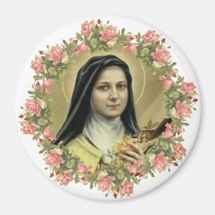 Aimant St Therese le petit crucifix de roses de fleur