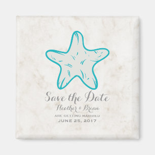 Aimant Stacée rustique turquoise Enregistrer la date