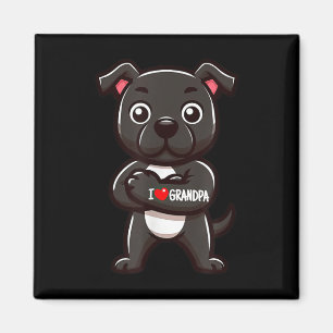 Aimant Staffordshire Bull Terrier I Love Grand-père Funny