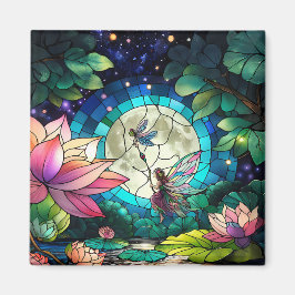 Aimant Stained Glass Little Fairy With Dragonfly
