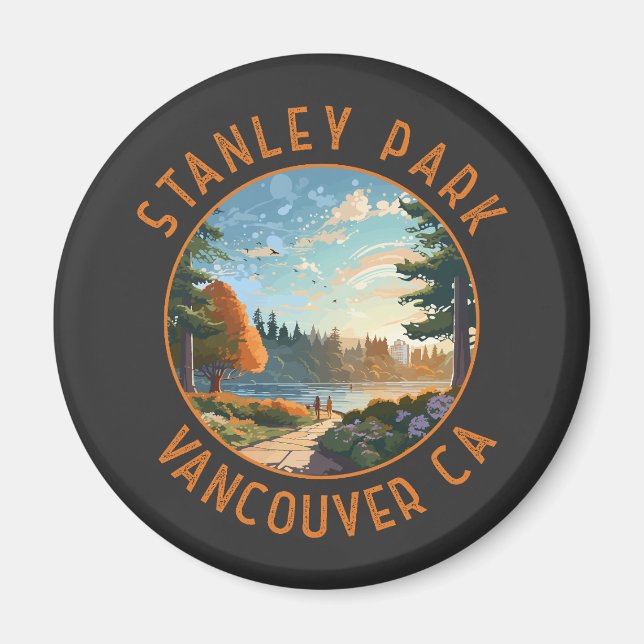 Aimant Stanley Park Vancouver Canada Art retro en détress (Devant)
