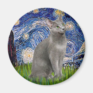 Aimant Starry Night - Le chat bleu russe