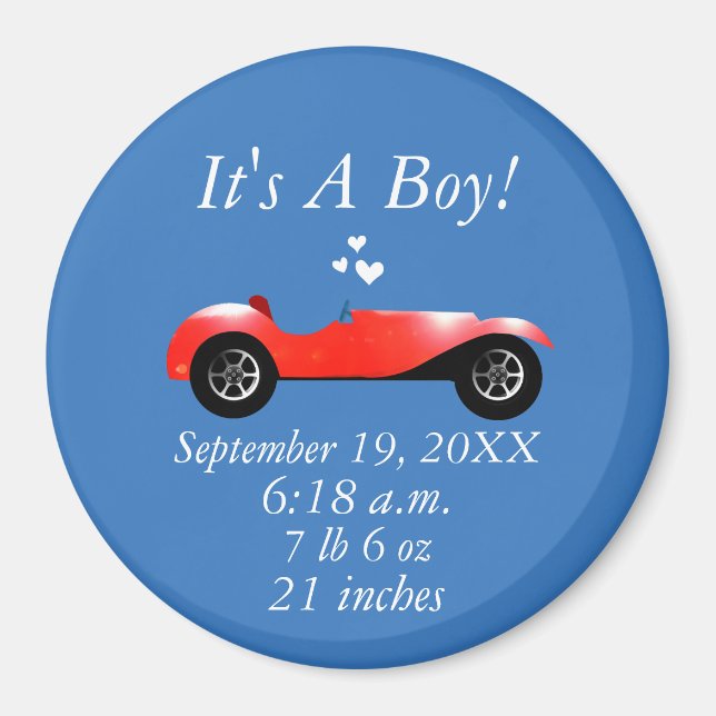 Aimant Statistiques de naissance Classique voiture Cadeau (Devant)