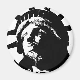 Aimant Statue d'Art Pop Noir & Blanc de la Liberté