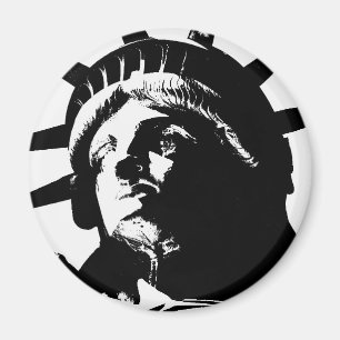 Aimant Statue d'Art Pop Noir & Blanc de la Liberté