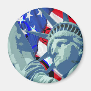 Aimant Statue de la Liberté et drapeau patriotique amér