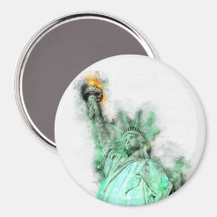 Aimant Statue de Liberty Aquarelle Portrait de gros plan
