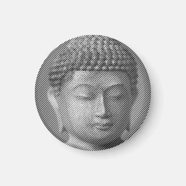 Aimant Statue Face Bouddha Noir Et Blanc Formée Par Ligne (Devant)