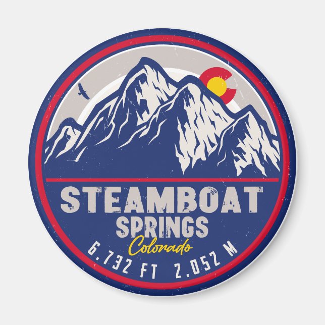 Aimant Steamboat Springs Colorado Retro Sunset Souvenirs (Devant)