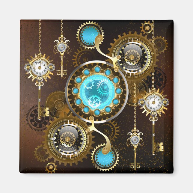 Aimant Steampunk Rusty Background (Devant)