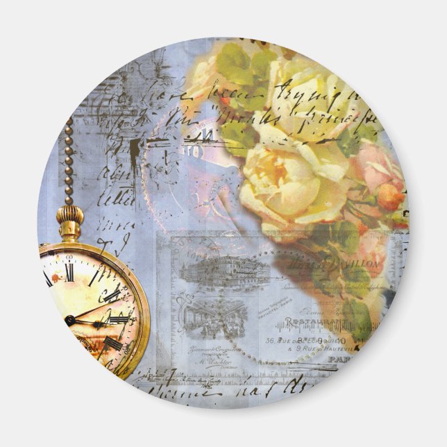 Aimant Steampunk & Yellow Roses (Devant)