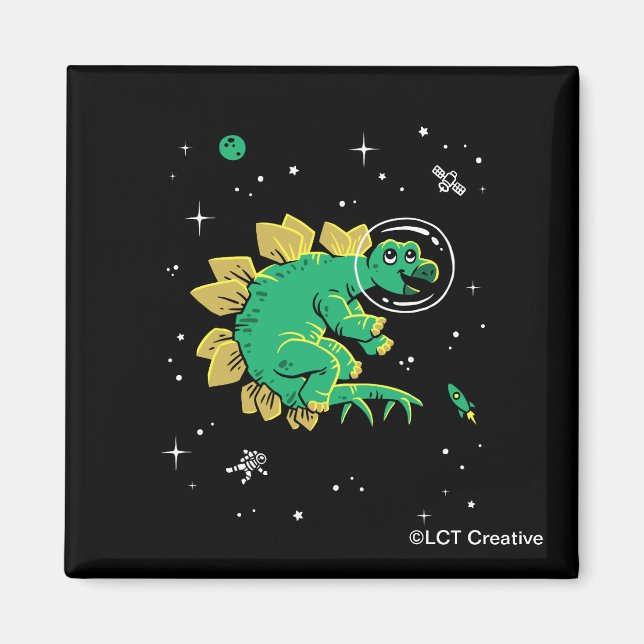 Aimant Stegosaurus Dinos Tan Vert Dans L'Espace (Devant)