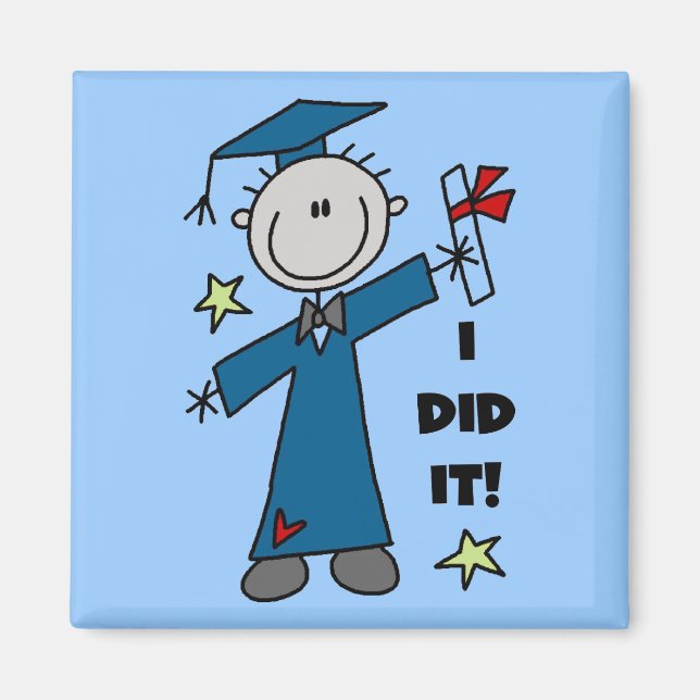 Aimant Stick Figure Boy Graduate T-shirts et cadeaux (Devant)