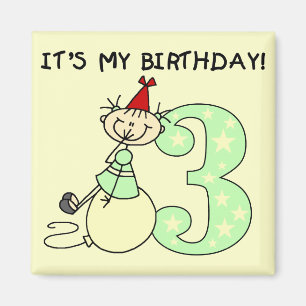 Aimant Stick Girl 3e Anniversaire Tshirts et cadeaux
