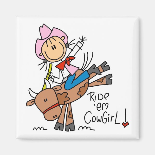 Aimant Stick Girl Ride Em Cowgirl Tshirts et cadeaux (Devant)