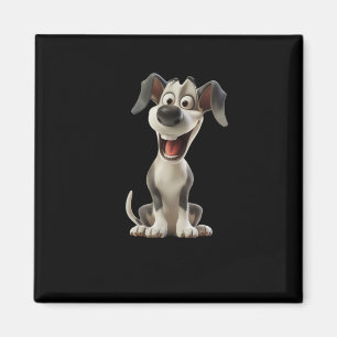 Aimant Sticker pour chien souriant (Arrière - plan noir)