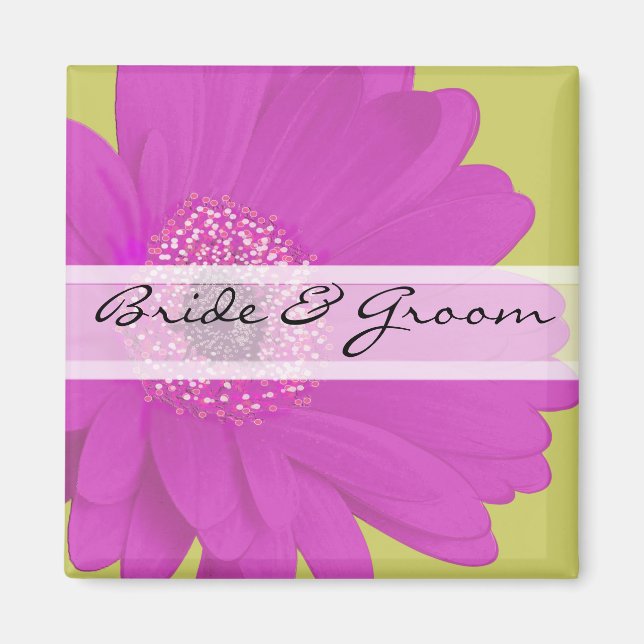 Aimant Stickers de mariage Gerber Daisy ou Personnaliser (Devant)