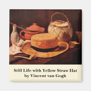 Aimant Still Life Casquette de paille jaune par Vincent v