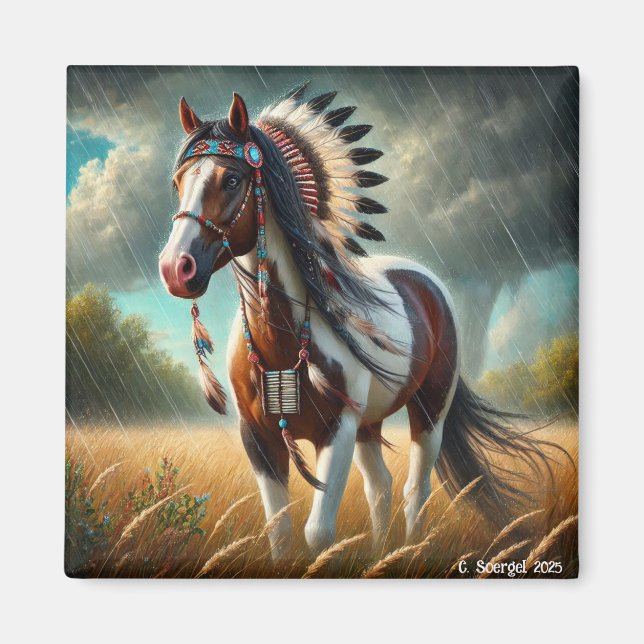 Aimant Storm Stallions Paint Horse Amant amérindien (Devant)