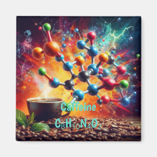 Aimant Structure de caféine moléculaire - Science Art Caf