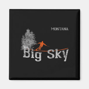 Aimant Style 1980 Big Sky Montana Ski T Vintage